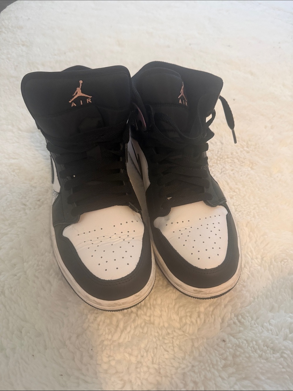 Jordan High-Top Sneakers in Black, White and Pink Accent